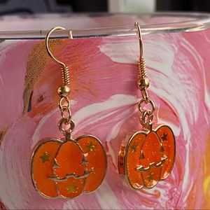 NEW “Stained Glass” Orange Pumpkin Earrings Witchy